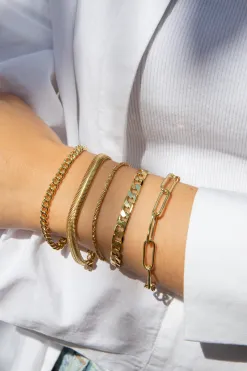 Les Soeurs Armband Mara Curb Chain Gold Outlet