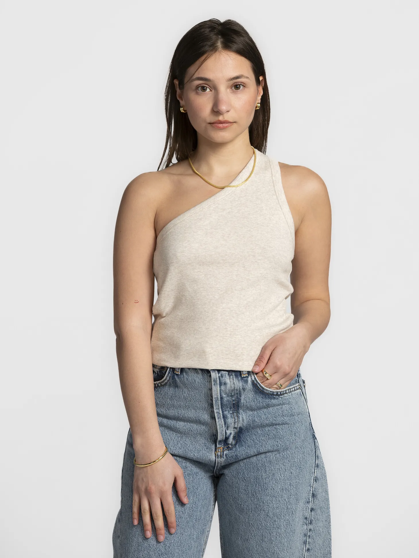 Selected Asymmetrische top Anna Oatmeal Fashion