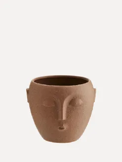 Madam Stoltz Bloempot Met Gezicht Opdruk Matt+Terracotta Outlet