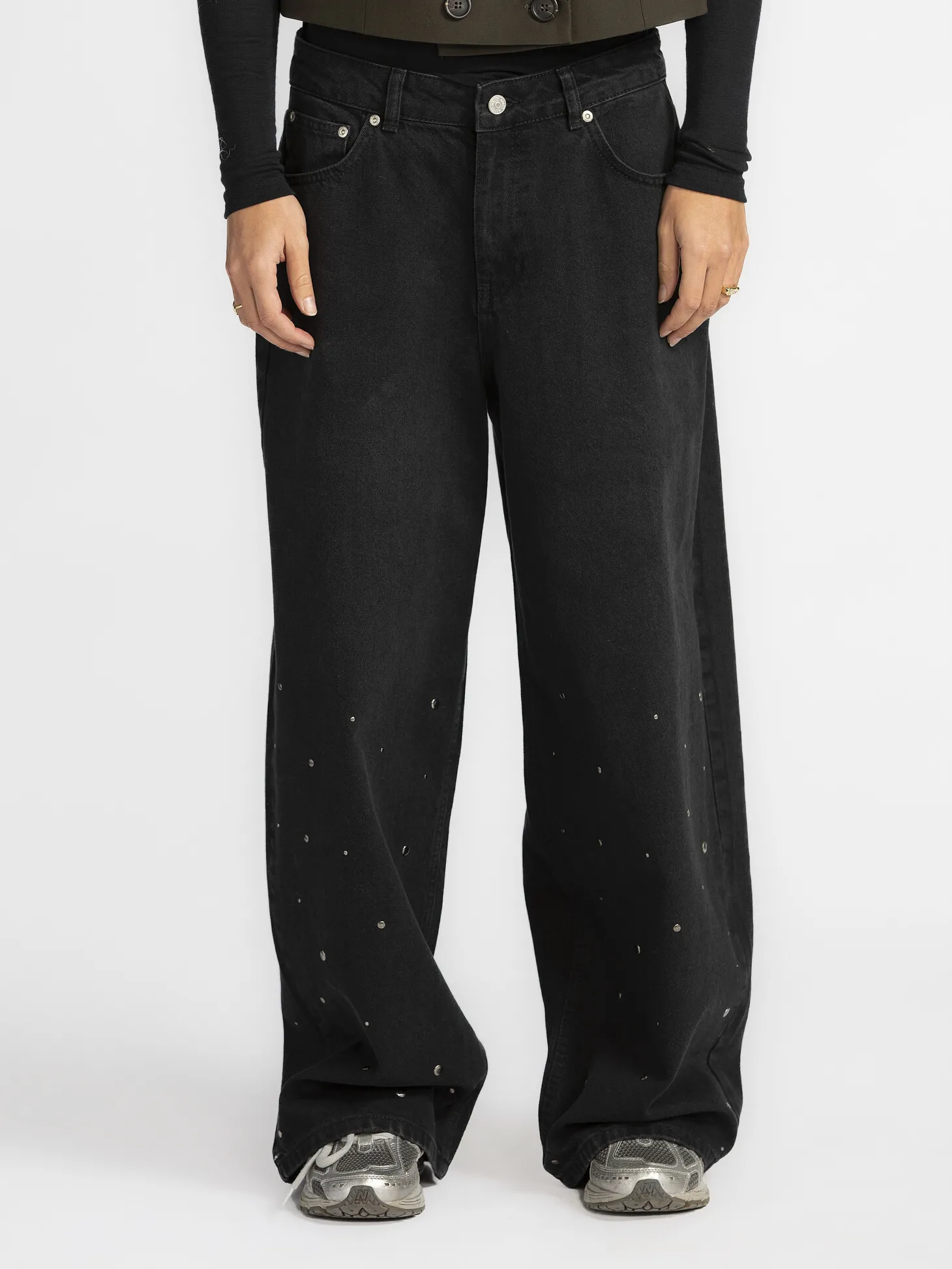 MBYM Broek met strass Gina Maya Dark+Grey+Wash Hot