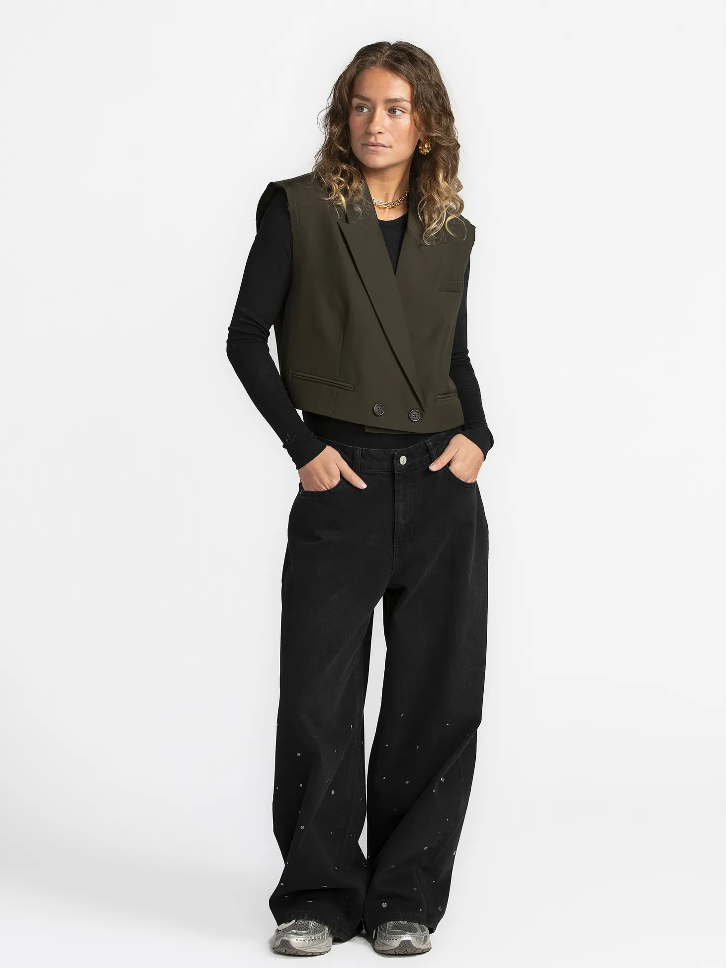 MBYM Broek met strass Gina Maya Dark+Grey+Wash Hot