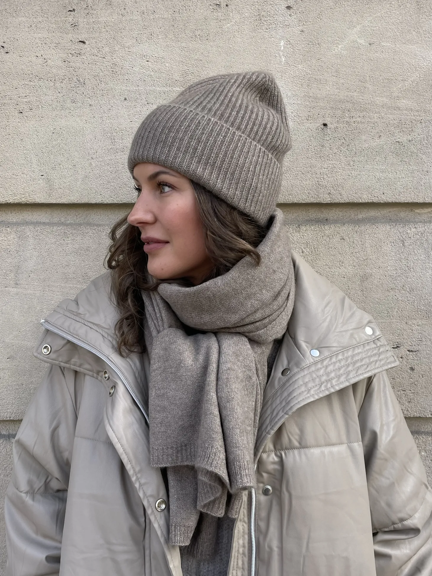 Les Soeurs Cashmere Beanie Pixie Beige+Melange Outlet