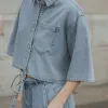 Les Soeurs Cropped denimshirt Logan Denim+Blue Online