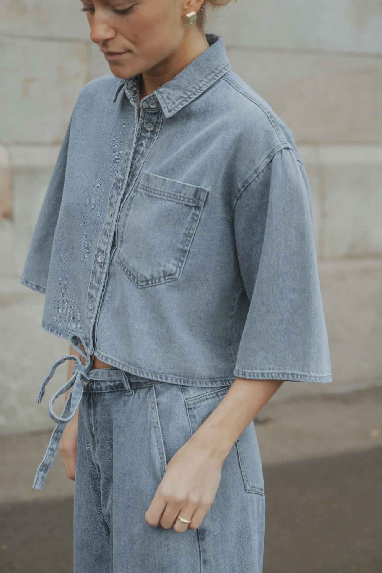 Les Soeurs Cropped denimshirt Logan Denim+Blue Online