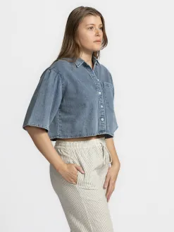 Les Soeurs Cropped denimshirt Logan Denim+Blue Online