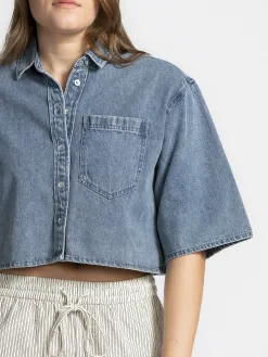 Les Soeurs Cropped denimshirt Logan Denim+Blue Online