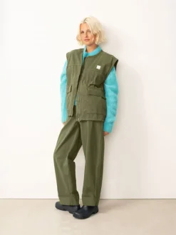 American Vintage Cropped mouwloos vest Rygybay Kaki Best