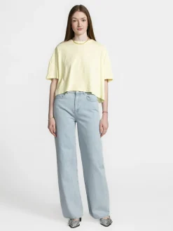 American Vintage Cropped T-shirt Ouky Creme+anglaise Clearance
