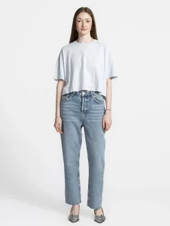American Vintage Cropped T-shirt Ouky Babyblue Sale