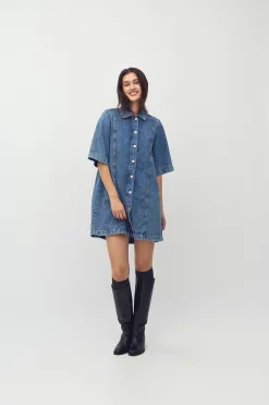 MBYM Denimjurk Balami Mid+Blue+Vintage Discount