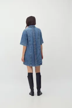 MBYM Denimjurk Balami Mid+Blue+Vintage Discount
