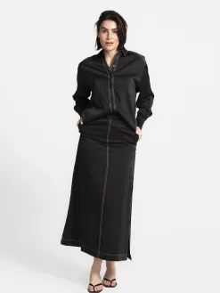Selected Enkelrok Adeli Black+-+White+Stitching Clearance