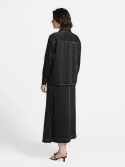 Selected Enkelrok Adeli Black+-+White+Stitching Clearance
