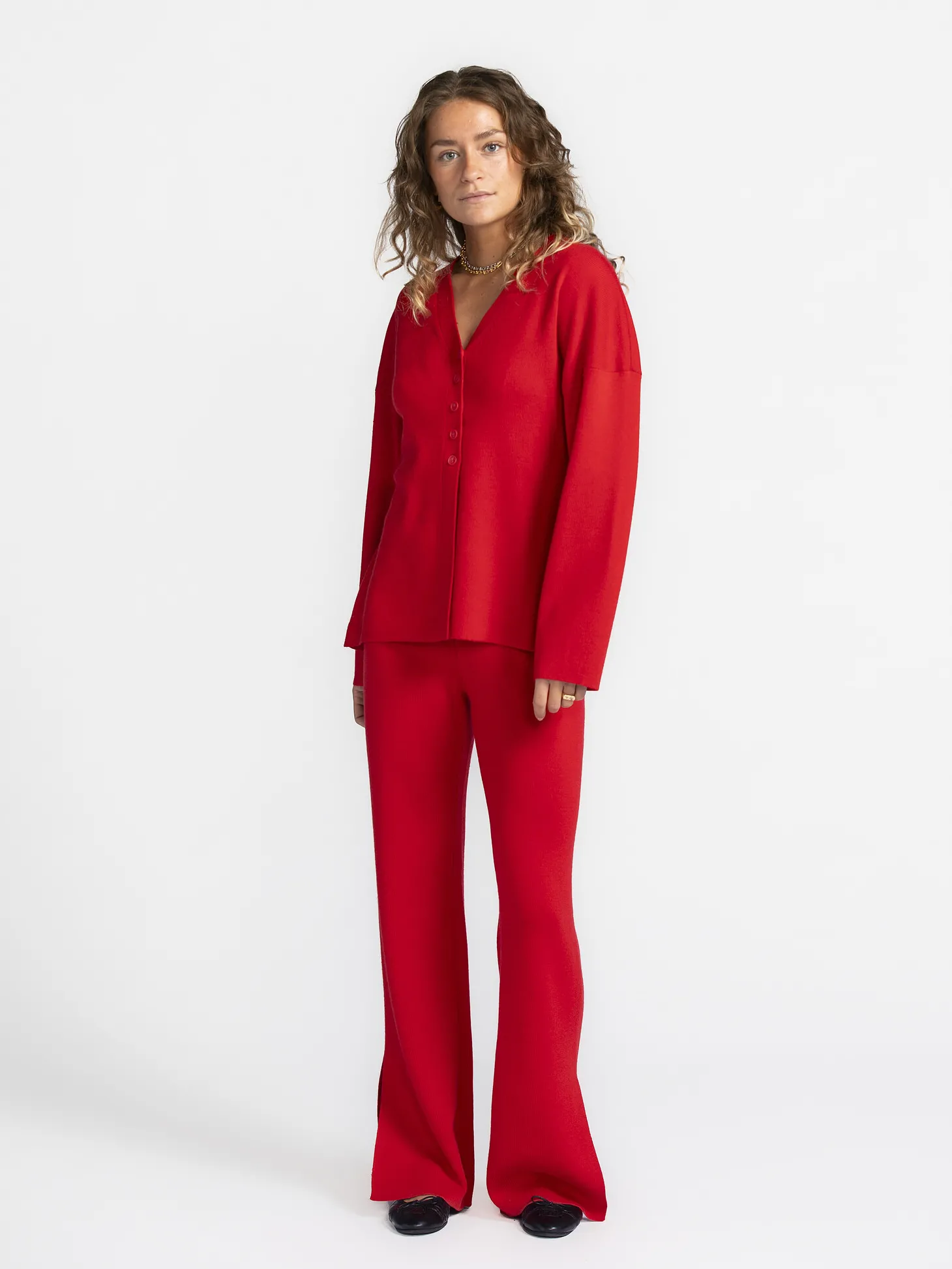 MBYM Gebreide Broek Sanda Ard Hibiscus+Red Fashion