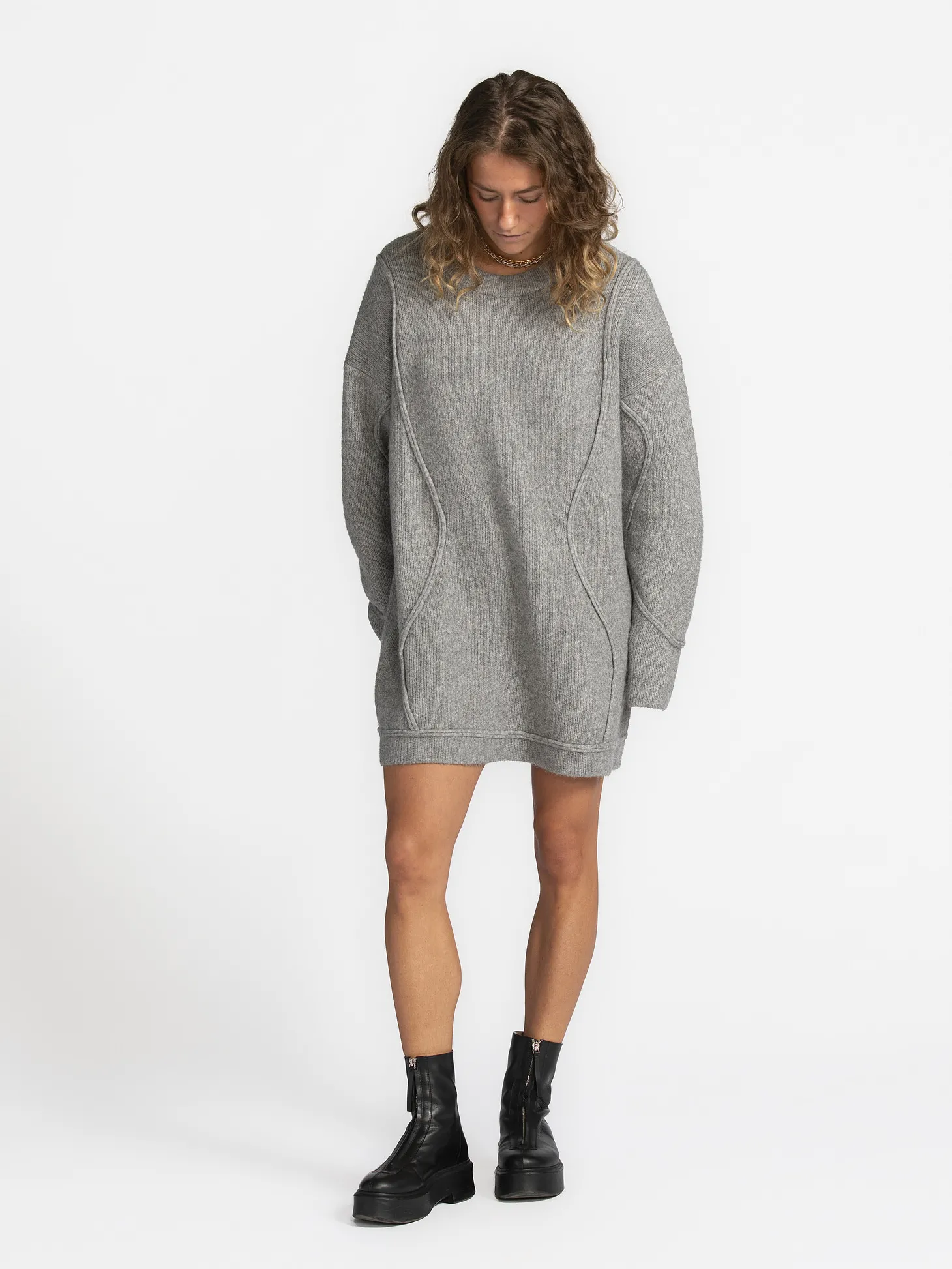 MBYM Gebreide Jurk Rese Shylani Light+Grey+Melange Clearance