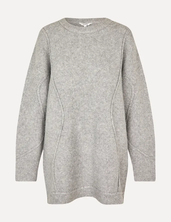 MBYM Gebreide Jurk Rese Shylani Light+Grey+Melange Clearance