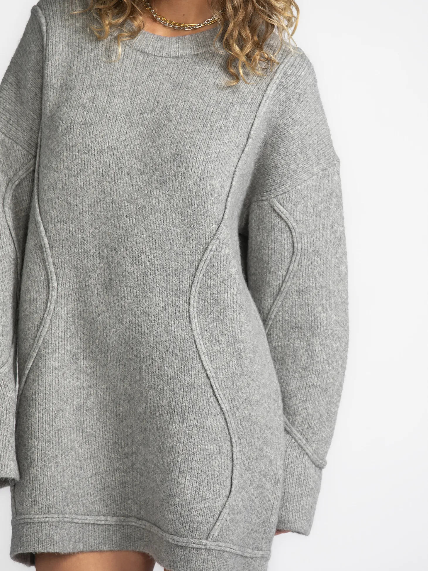 MBYM Gebreide Jurk Rese Shylani Light+Grey+Melange Clearance