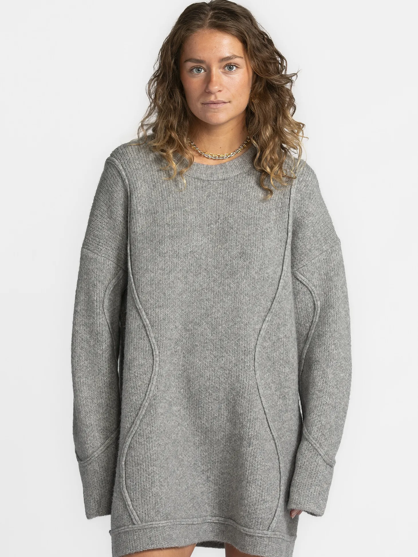 MBYM Gebreide Jurk Rese Shylani Light+Grey+Melange Clearance