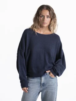 American Vintage Gebreide pull Damsville Navy+Blue+Chine Discount