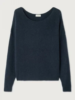 American Vintage Gebreide pull Damsville Navy+Blue+Chine Discount