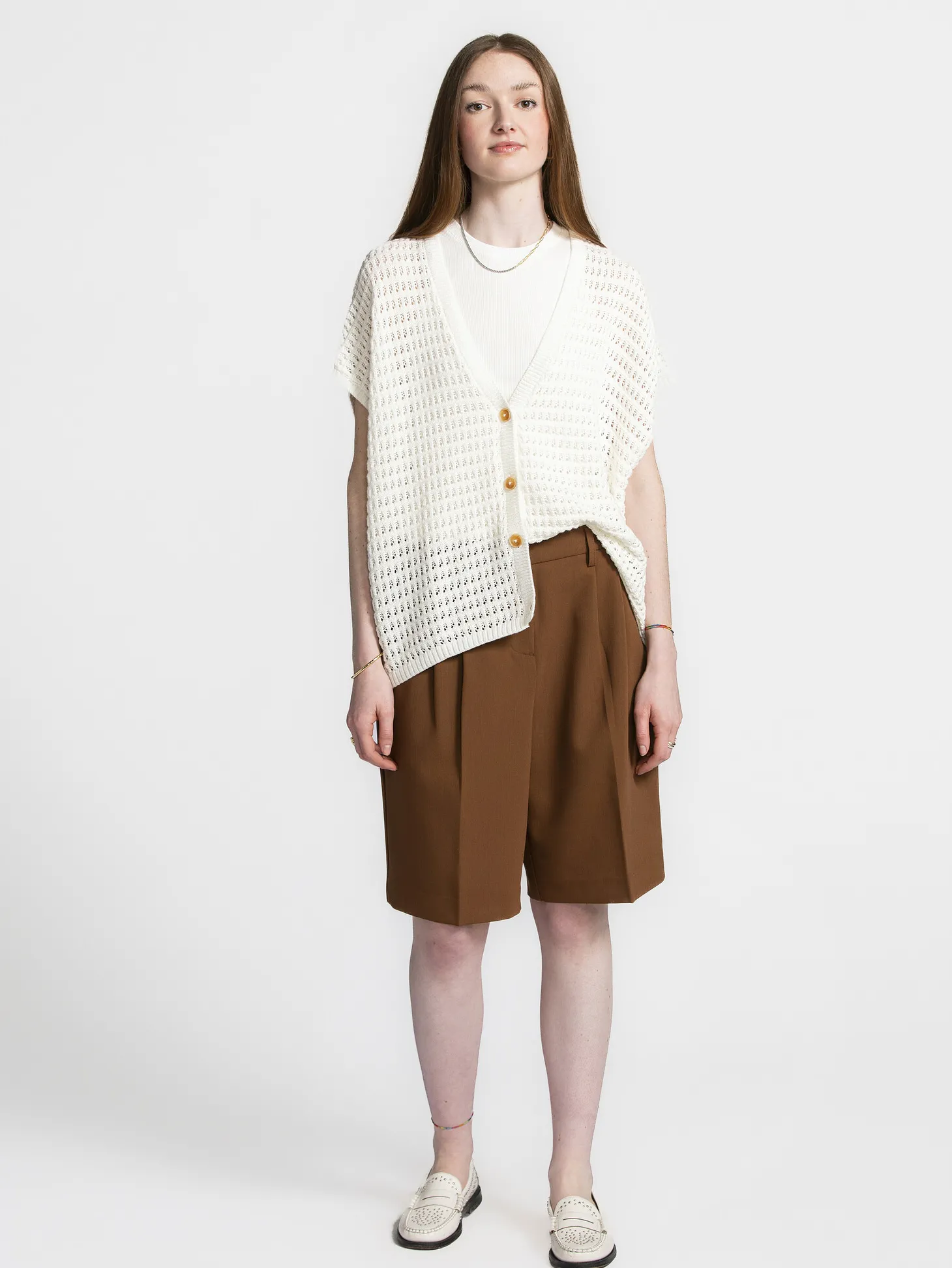 Les Soeurs Gehaakt vest Jack Ecru Online