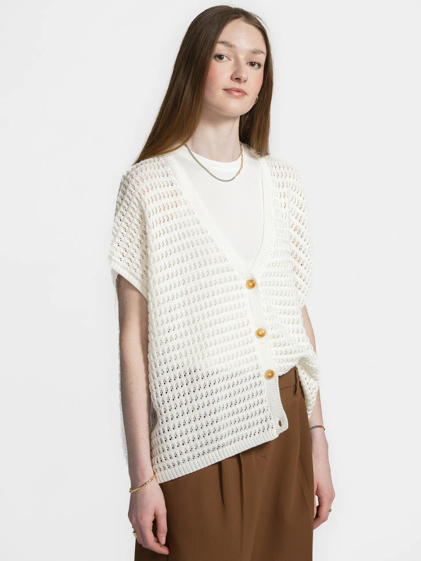 Les Soeurs Gehaakt vest Jack Ecru Online