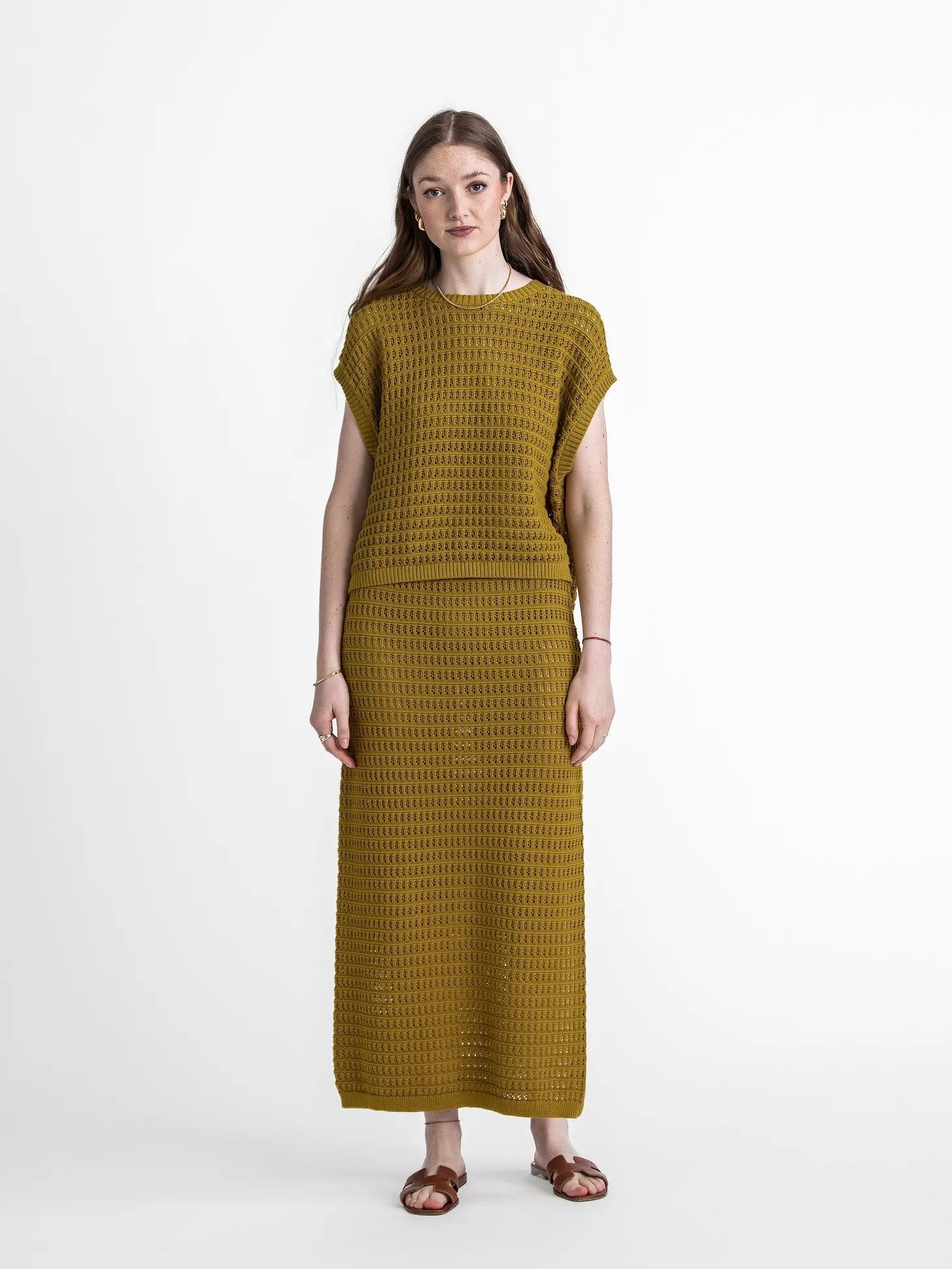 Les Soeurs Gehaakte top Lana Olive Sale