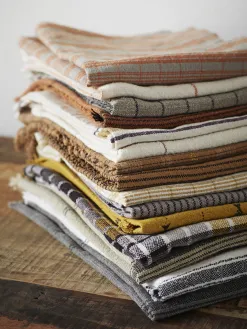 Madam Stoltz Geruit keukenhanddoek Greige+Black Outlet