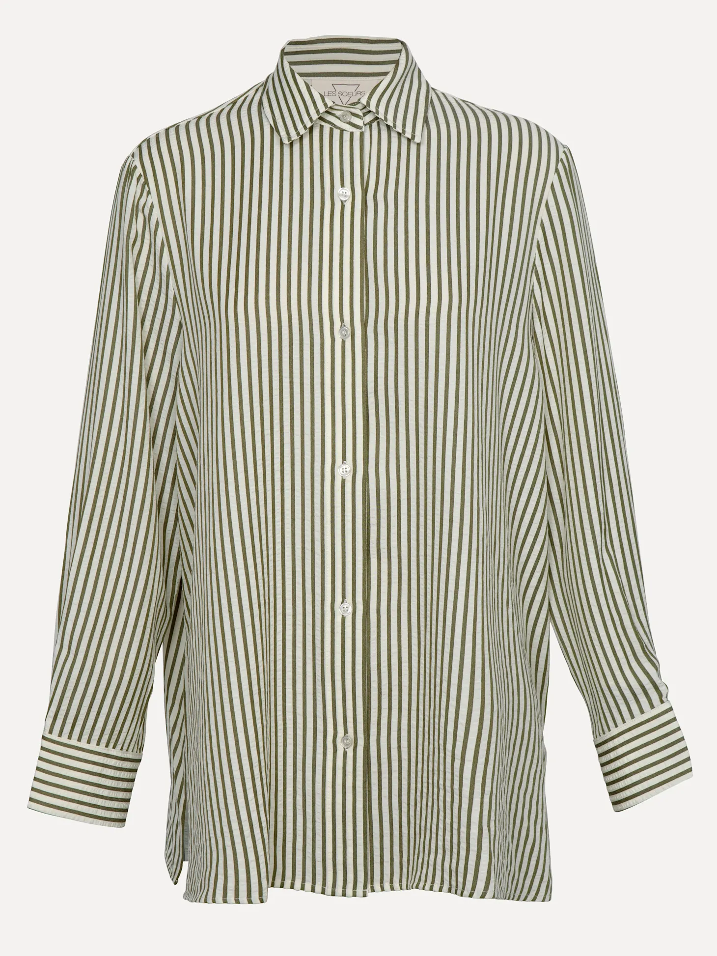 Les Soeurs Gestreept hemd Daniel Khaki+Ecru Discount