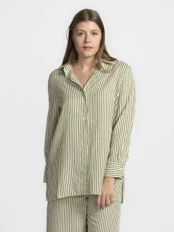 Les Soeurs Gestreept hemd Daniel Khaki+Ecru Discount
