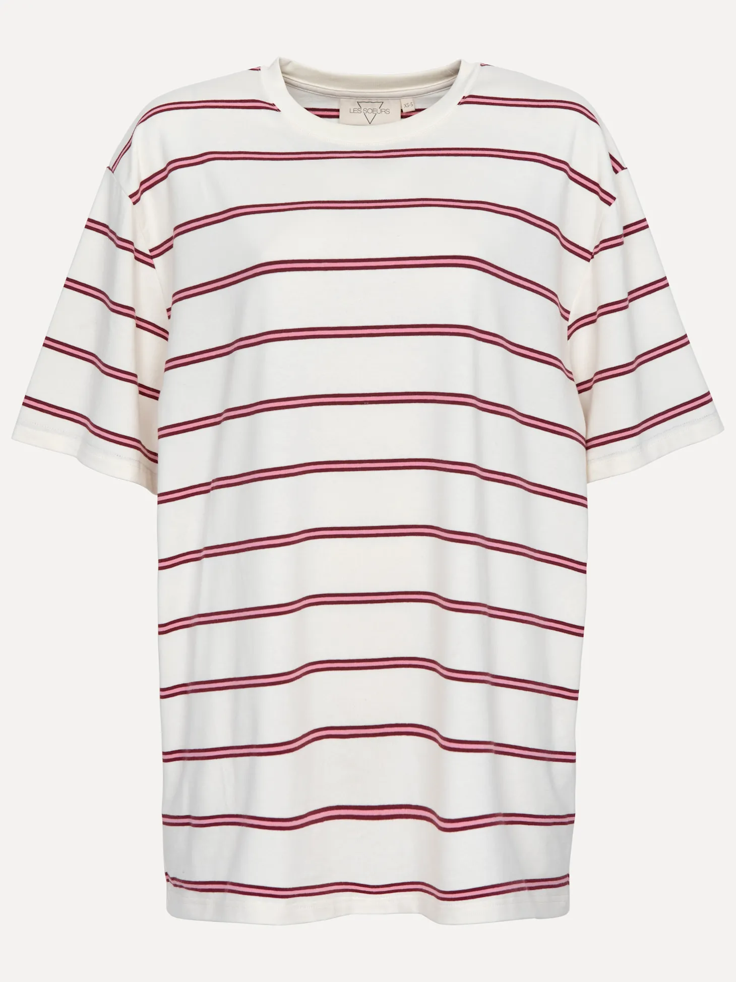 Les Soeurs Gestreept T-Shirt Channing EcruBordeauxPink Outlet