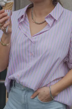 Les Soeurs Gestreepte blouse Berry Striped+Pink Outlet
