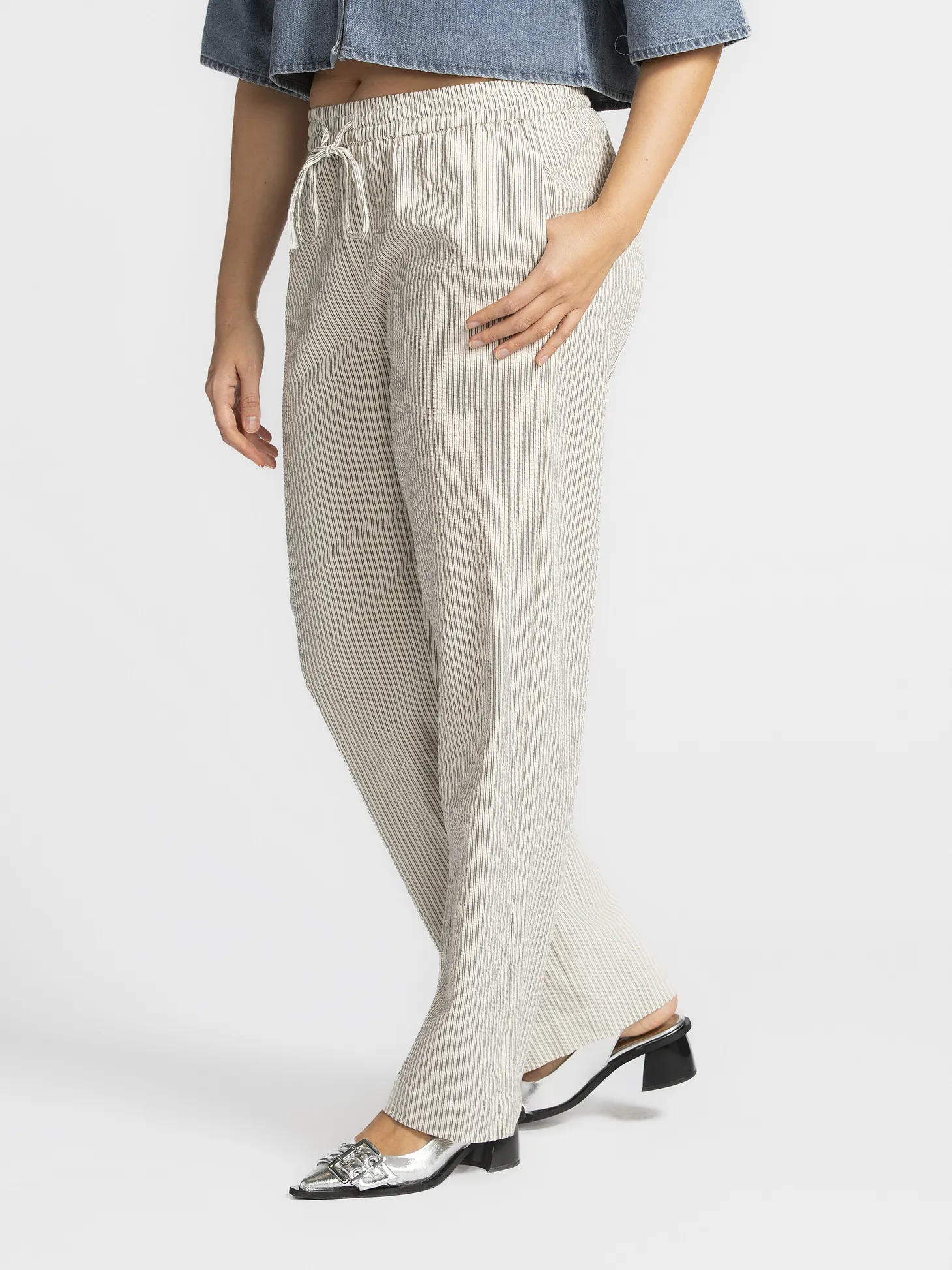 Sofie Schnoor Gestreepte Broek Abigailes 0146+Antique+White+With+Black Fashion