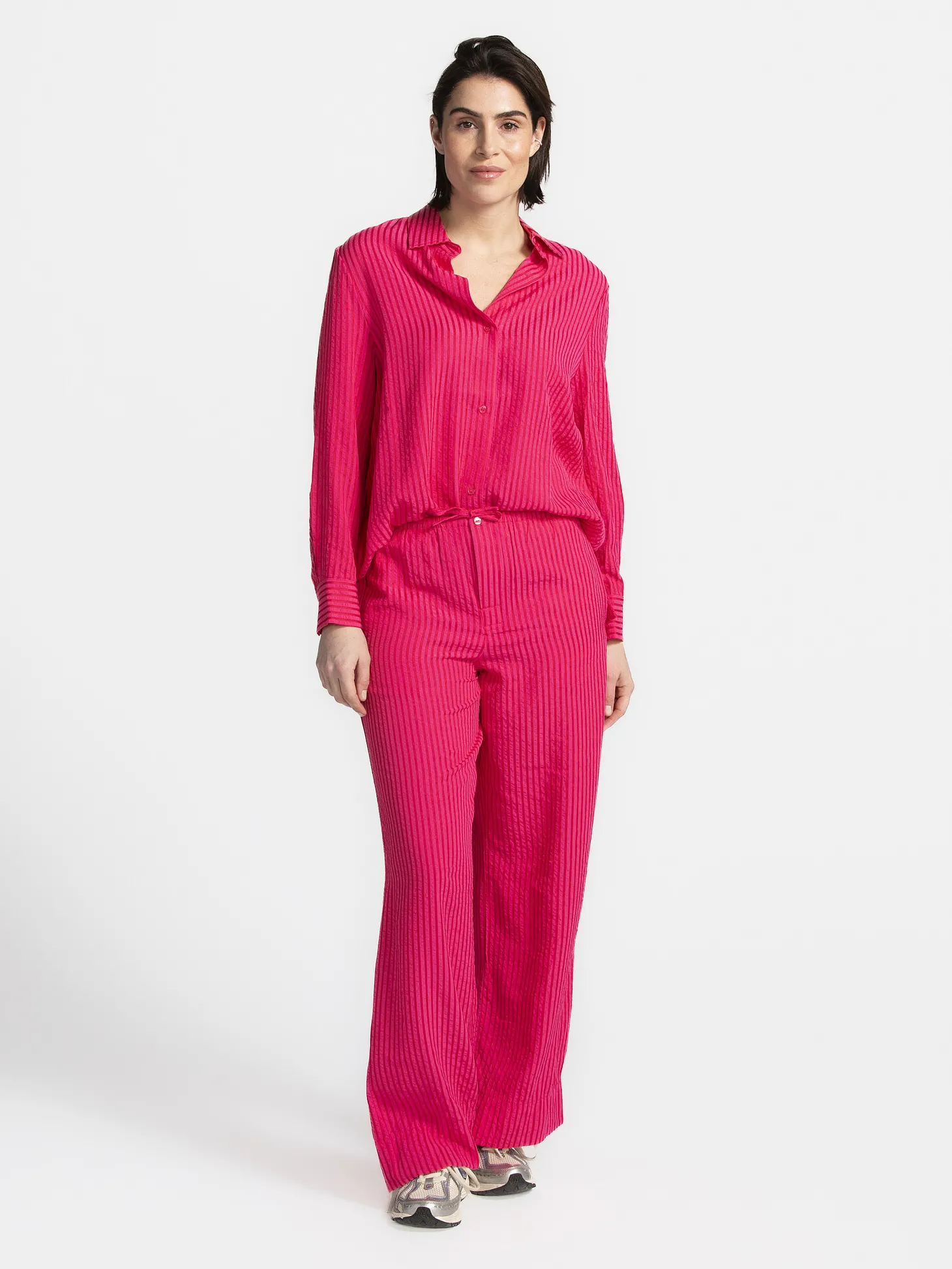 Les Soeurs Gestreepte broek Matt Pink+Red Fashion