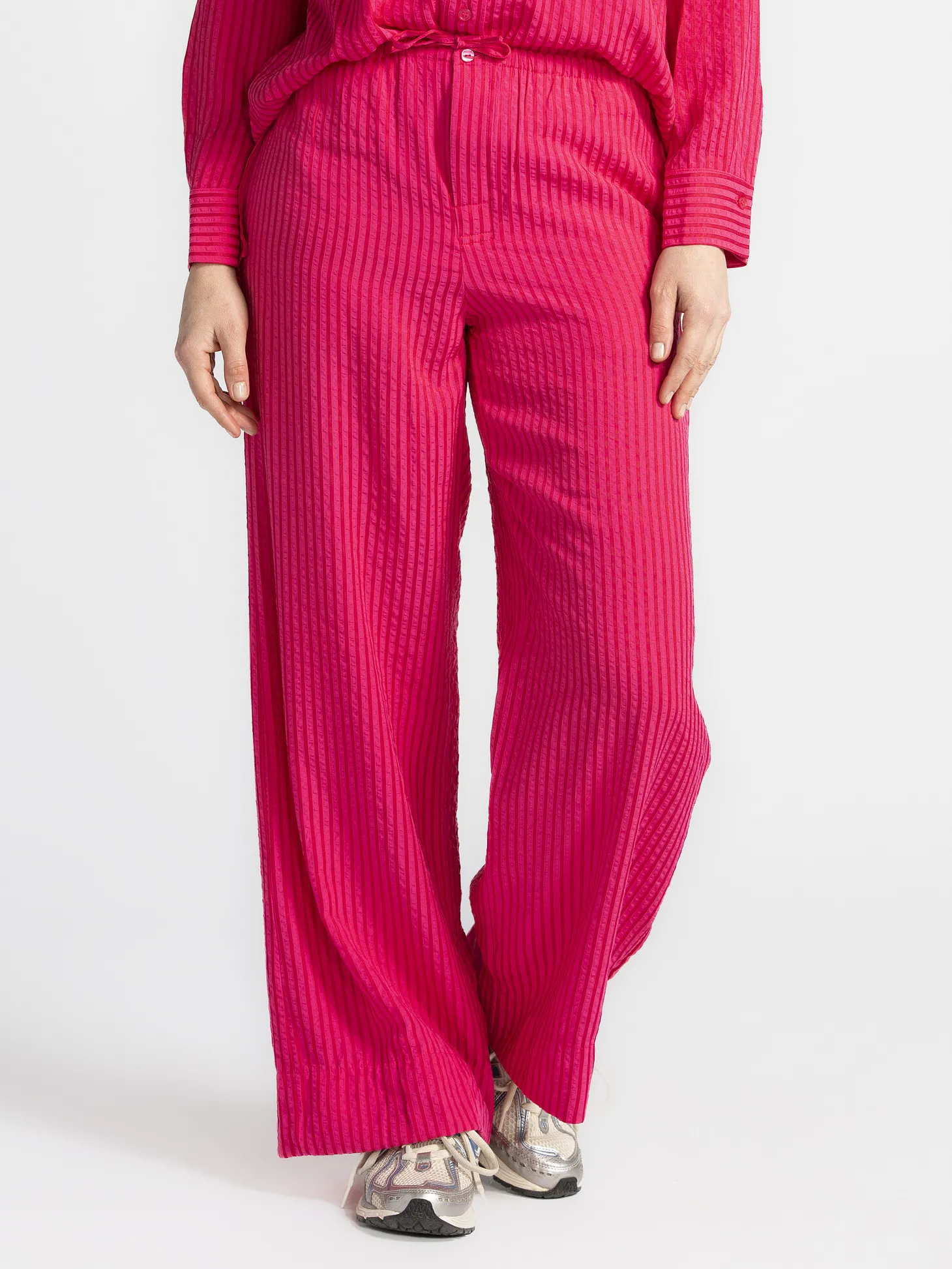 Les Soeurs Gestreepte broek Matt Pink+Red Fashion
