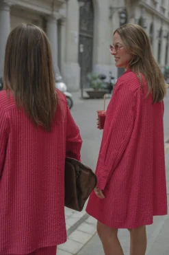 Les Soeurs Gestreepte jurk Blake Pink+Red Hot