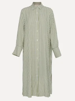 Les Soeurs Gestreepte jurk Zac Khaki+Ecru Hot