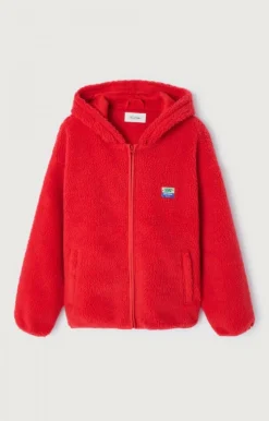 American Vintage Hoodie met rits Hoktown Fraise Online