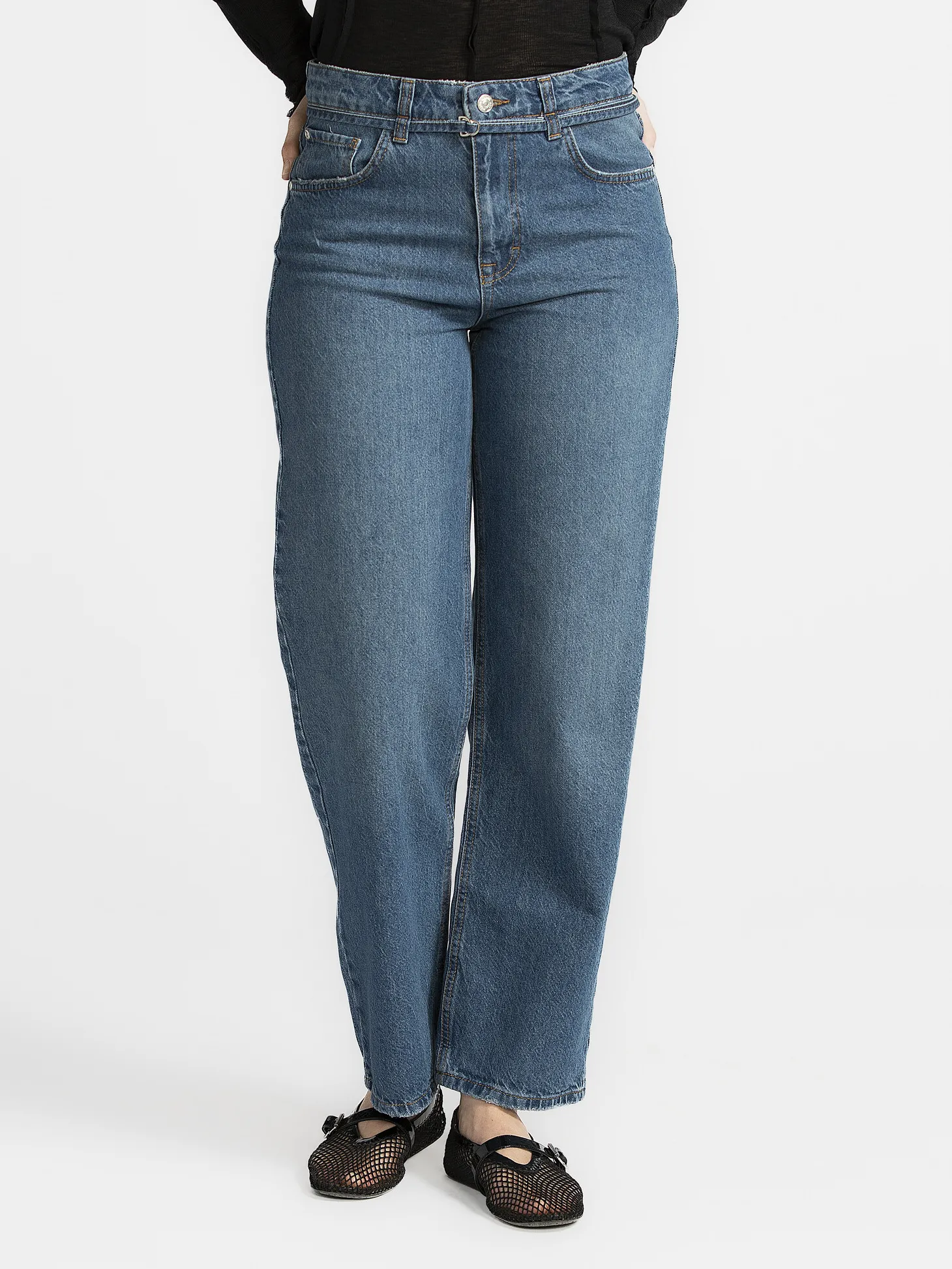 MBYM Jeans met riem Caria Mid+Blue+Wash New