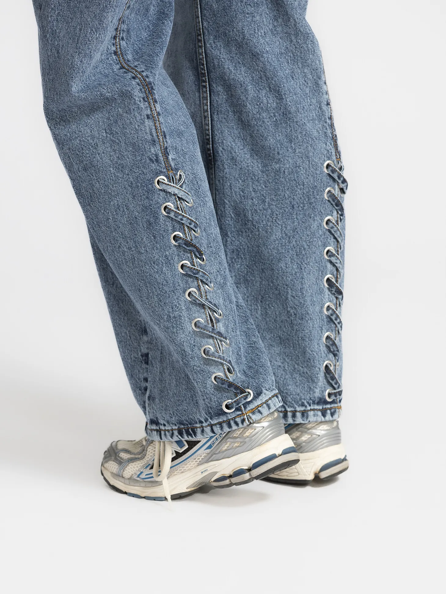 MBYM Jeans met veterdetail Wallia Mid+Blue+Vintage Best