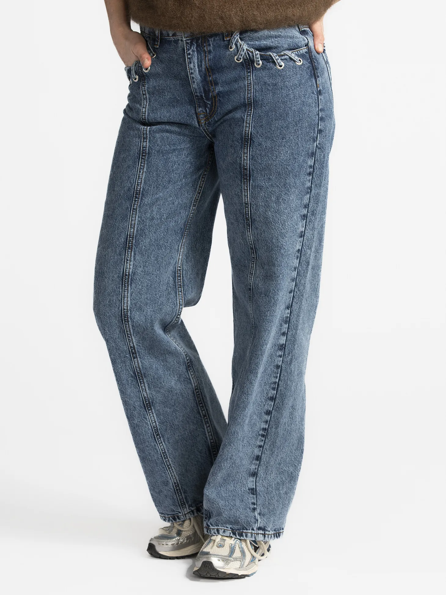 MBYM Jeans met veterdetail Wallia Mid+Blue+Vintage Best