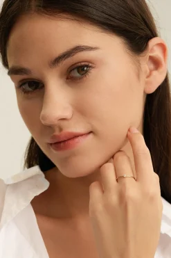 Les Soeurs 14K Ring Gaja Single Diamond Gold New
