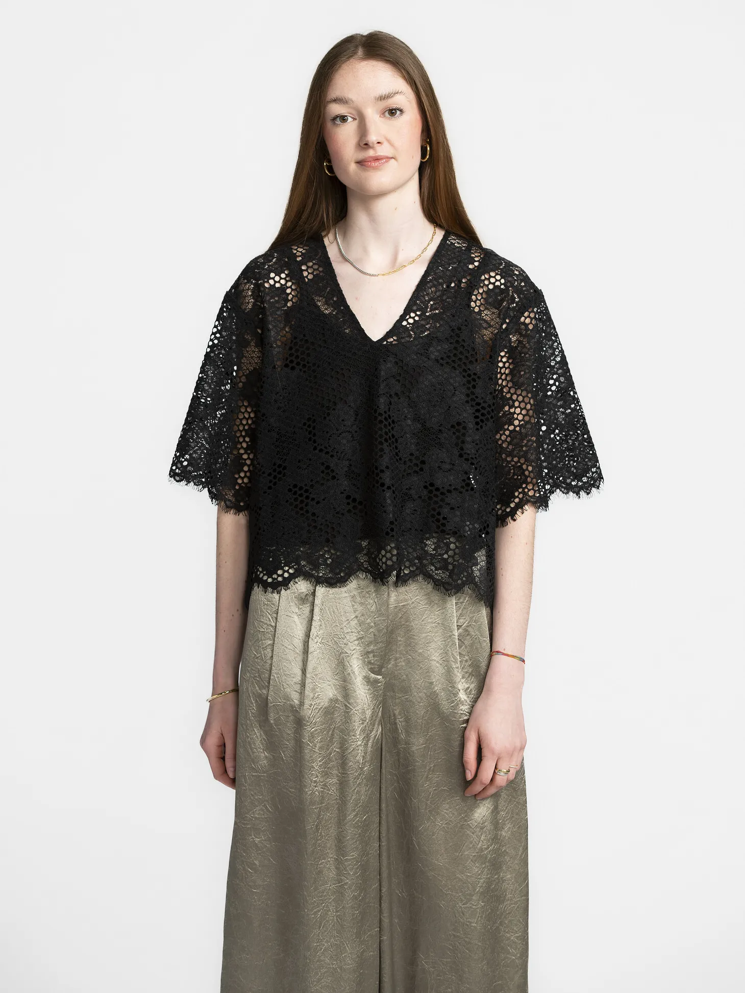 Selected Kanten crop top Milly Black Sale