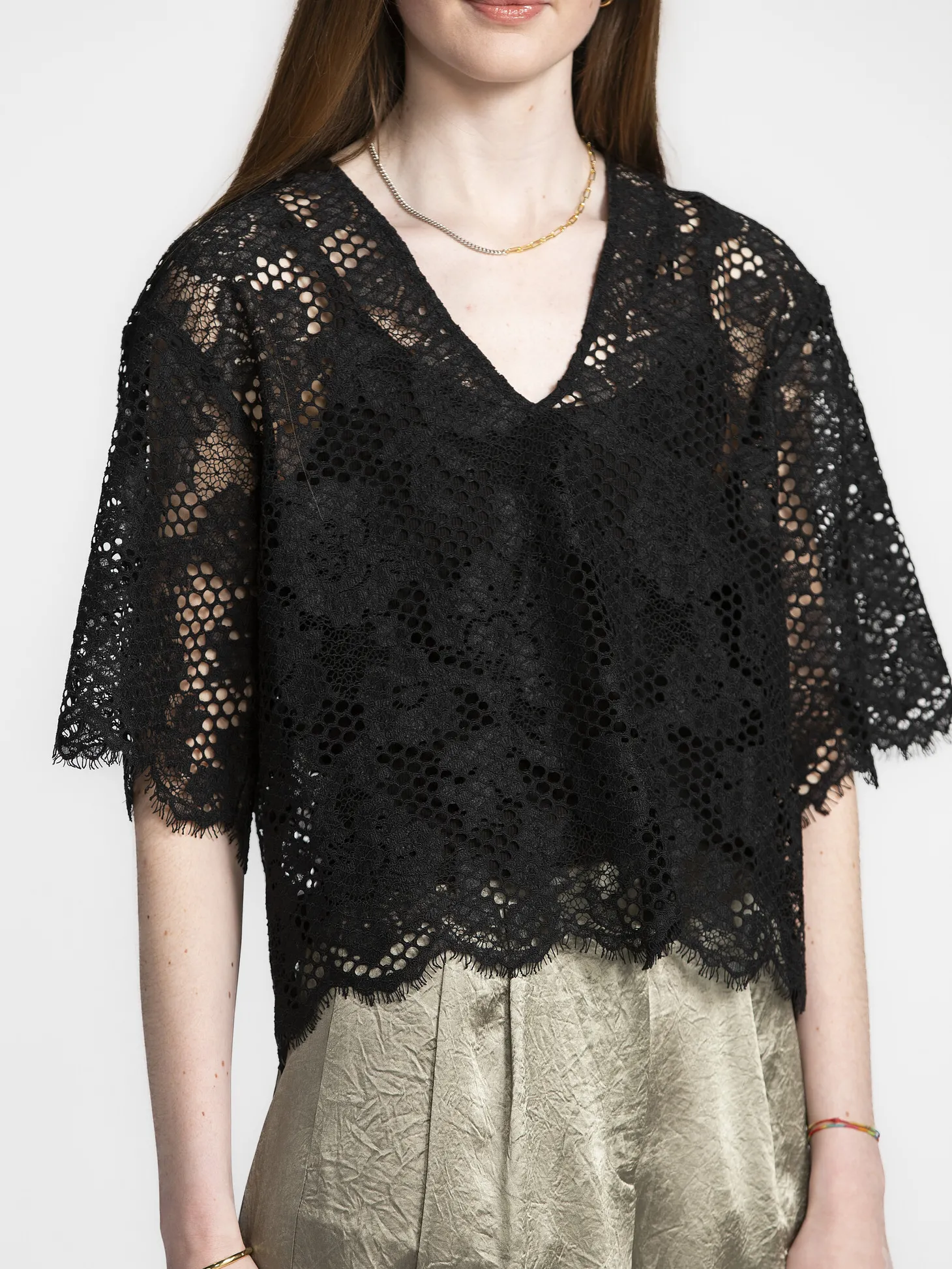 Selected Kanten crop top Milly Black Sale