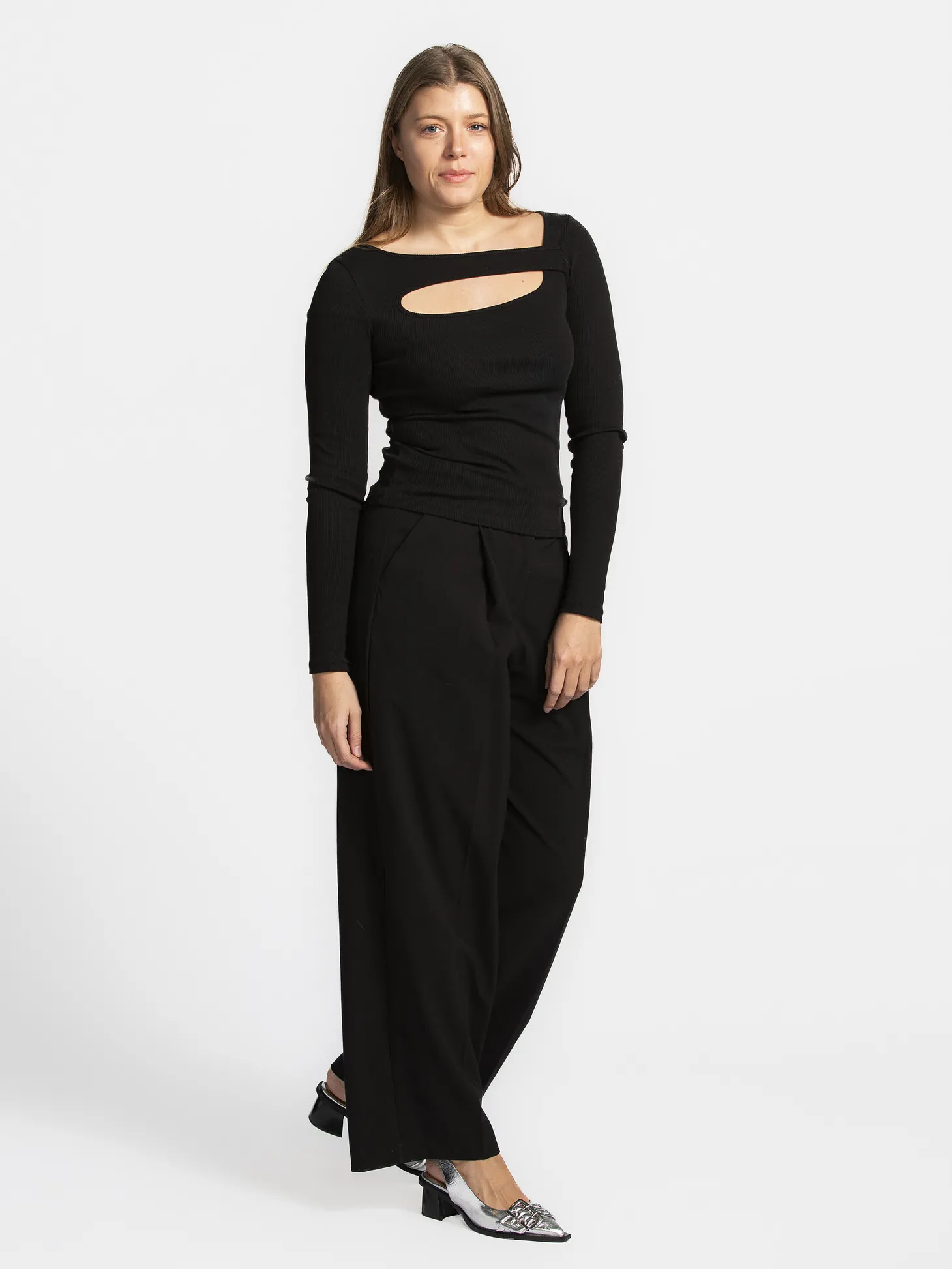 Edited Longsleeve met cut-out Idalina Black Fashion