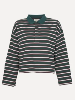 Les Soeurs Longsleeve polo Mila Green+Bordeaux+Stripe Best