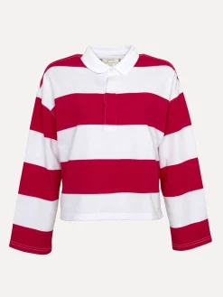 Les Soeurs Longsleeve polo Mila Red+White+Stripe Clearance