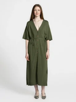 Les Soeurs Maxi-jurk Scarlett Khaki Hot