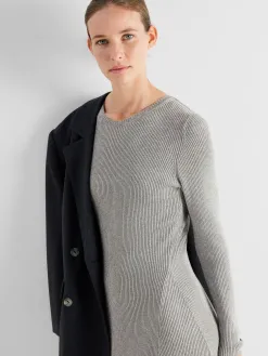 Selected Metallic knit midi jurk Lura Medium+Grey+Melange Hot