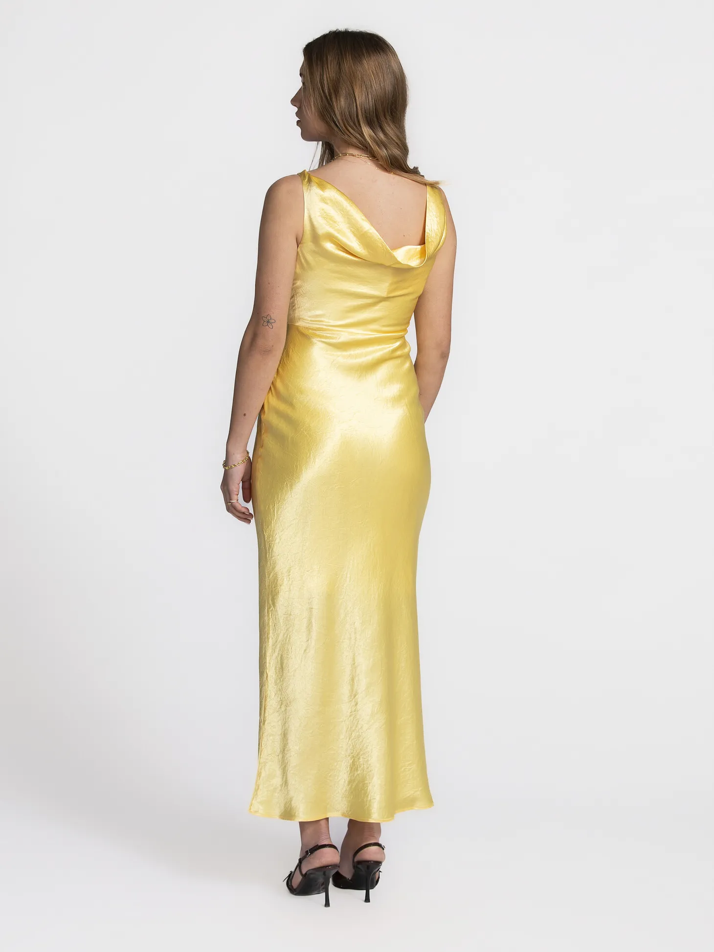 Selected Midi-jurk met watervalrug Selene Sundress Outlet